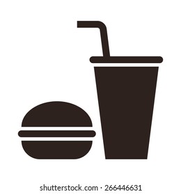 Fast food. Hamburger and drink icon isolated on white background
