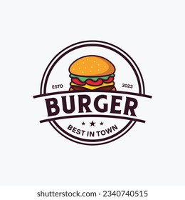 fast food hamburger logo design template