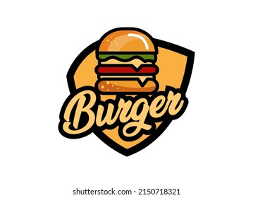 Fast food of hamburger Vector Illustration. Burger Logo and Vector for Fast Food.	