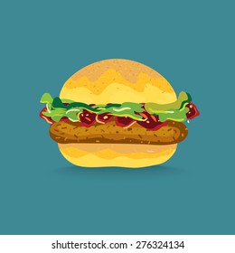 fast food, hamburger vector illustration