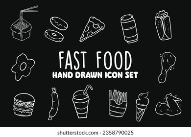 fast food hand drawn icon set