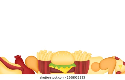 fast food hand drawn illustration on white background