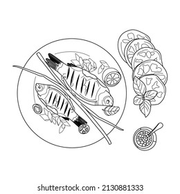 Fast Food hand drawn Line Art Vector
