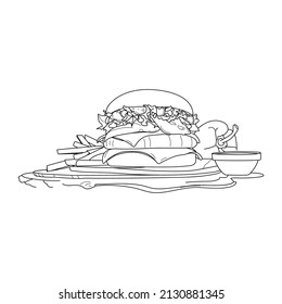 Fast Food hand drawn Line Art Vector
