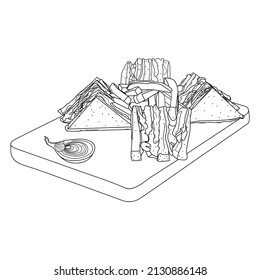 Fast Food hand drawn Line Art Vector
