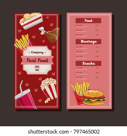 fast food hand drawn menu template