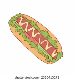 fast food hand drawn vector illustration isolated on white background.