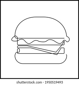 Fast food. Hand line drawing of a burger. Continuous line illustration.
