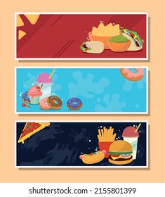 fast food horizontal banner set style