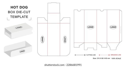 Fast food Hot dog box die cut template