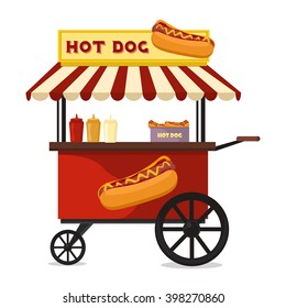 Coney Island Hot Dogs Cart Food Concession Decal 12" 