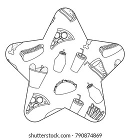 fast food hot dog chicken pizza soda seamless pattern