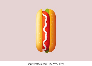 fast food. hot dog in flat style. isolated