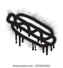 Fast food hot dog graffiti with black spray paint