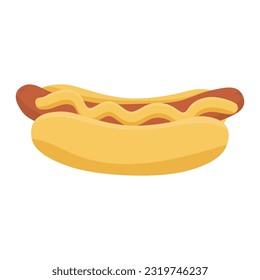 Fast food. Hot dog with ketchup and mustard. Vector illustration