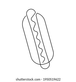 Comida rápida. Icono de línea de hot dog - dibujo continuo de línea