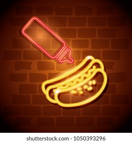 fast food hot dog neon label