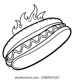 Fast food hot dog vector art work illustration for Food design.