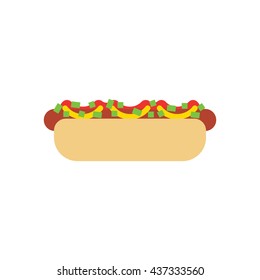 Fast food hot dog vector illustration.Hot dog Icon Isolated on White Background