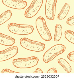 fast food hotdog pattern seamless