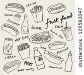 Fast food hotdog vector set