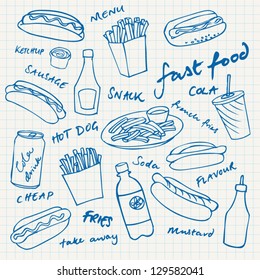 Fast food hotdog vector set
