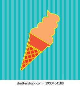 fast food, ice cream or ice cream cone. blue textured background vector image