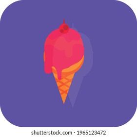 fast food ice cream, illustration or vector image in vivid colors with purple background.
