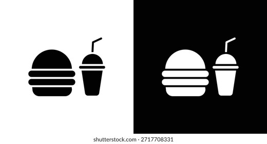 Pictograma plano preto ícone fast food. Para design gráfico e web.