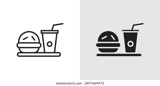 Fast food icon Black line art vector logo set