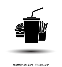Fast Food Icon. Black on White Background With Shadow. Vector Illustration.