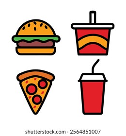 Fast Food Icon Bundle Vector Design.