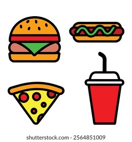 Fast Food Icon Bundle Vector Design.