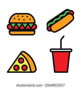 Fast Food Icon Bundle Vector Design.