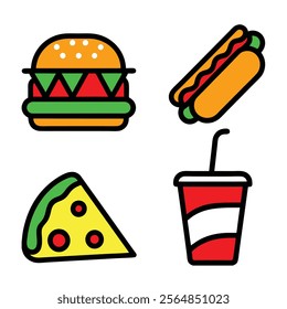 Fast Food Icon Bundle Vector Design.