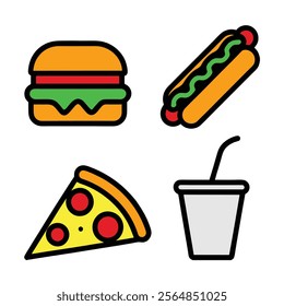 Fast Food Icon Bundle Vector Design.