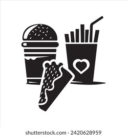 Fast food icon. Burger and soft drink. Restaurant icon