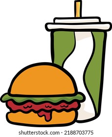 Fast Food icon . Cartoon set of food icons for web design isolated on white background