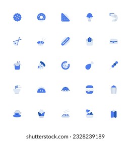 Fast Food Icon Collection. Pixel Perfect Fast Food Monochrome Style 2D Icon