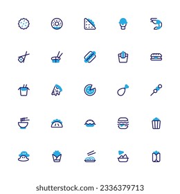 Fast Food Icon Collection. Pixel Perfect Fast Food Semibold Color Style 2D Icon