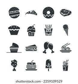 fast food icon collection vector
