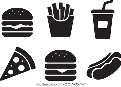 Vector de Colección de íconos de comida rápida