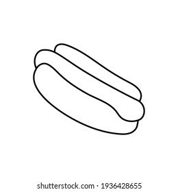 fast food icon. coloring activities for children. children's learning tools for coloring. Hotdog cartoon vector icon illustration. fast food icon. without color. isolated in white