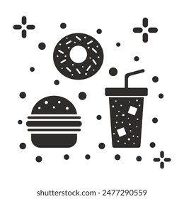 fast food icon, food delivery symbol, flat vector illustration on white background