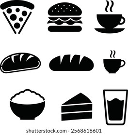 Fast food icon design in silhouette style 