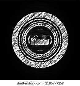 fast food icon drawn chalk emblem, retro style, chalk or chalkboard texture. 