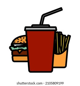 Fast Food Icon. Editable Bold Outline With Color Fill Design. Vector Illustration.
