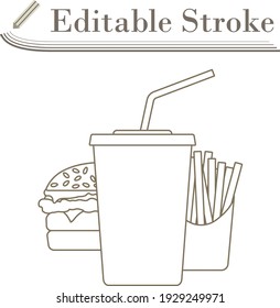 Fast Food Icon. Editable Stroke Simple Design. Vector Illustration.