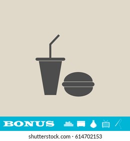 Fast food icon flat. Grey pictogram on light background. Vector illustration symbol and bonus button real estate, ottoman, vase, tv, fishing rod