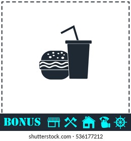 Fast food icon flat. Simple vector symbol and bonus icon